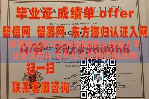 查塔姆大学文凭样本|加拿大约克大学毕业证图片|海外毕业证制证|样本网