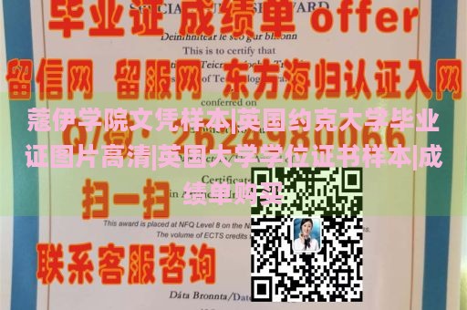 蔻伊学院文凭样本|英国约克大学毕业证图片高清|英国大学学位证书样本|成绩单购买